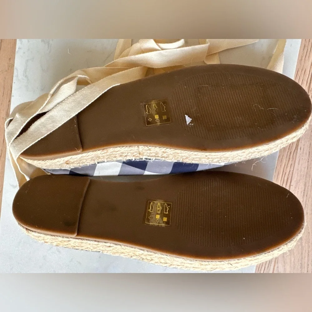 DRAPER JAMES Georgia Espadrilles in Navy Gingham size 8
